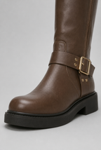 Knee-High Buckle Biker Boots Audrey Calvero