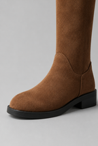 Suede Knee-High Boots with Gold Button Audrey Calvero