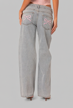 Bow Pocket Wide Leg Jeans Audrey Calvero