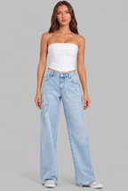 Bow Applique Wide Leg Jeans Audrey Calvero