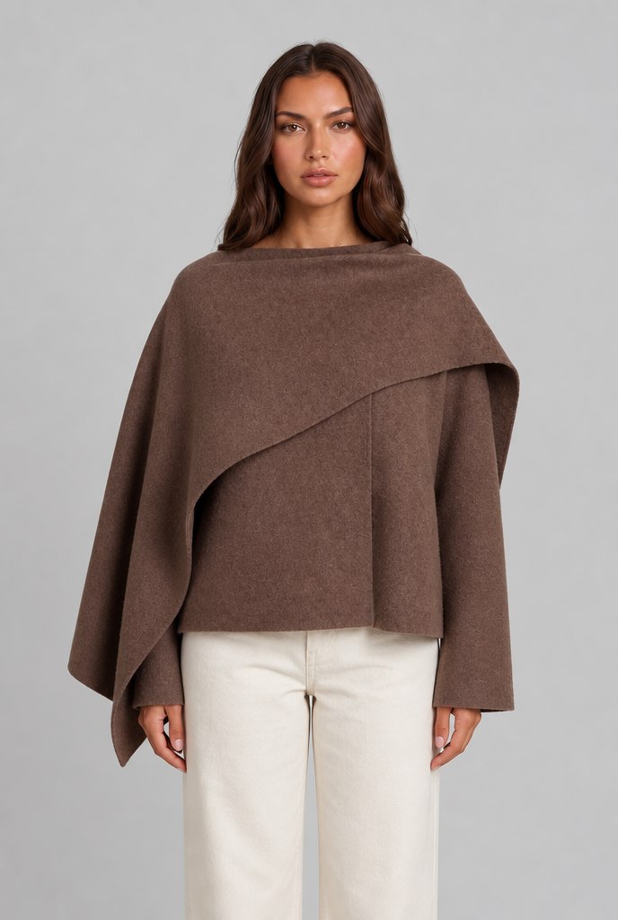 Draped Wool Cape Jacket Audrey Calvero