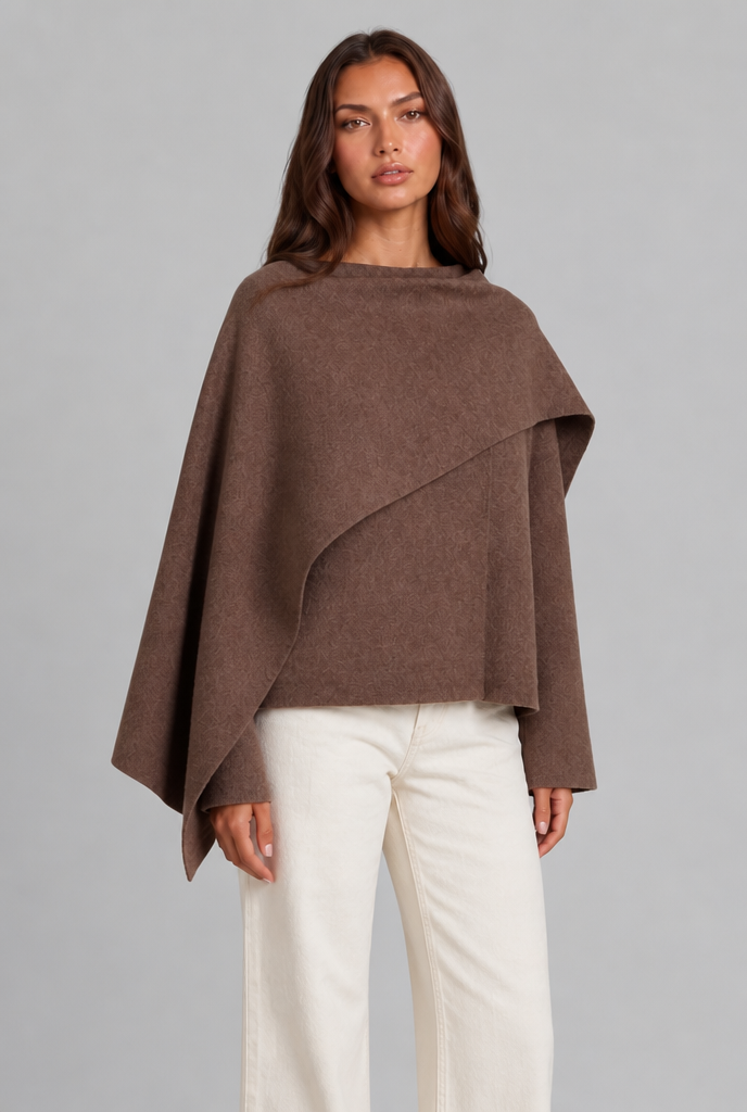 Draped Wool Cape Jacket Audrey Calvero