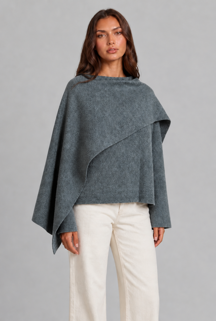 Draped Wool Cape Jacket Audrey Calvero