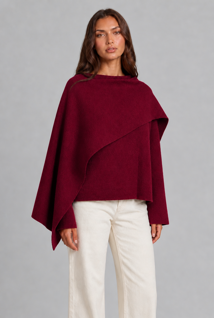 Draped Wool Cape Jacket Audrey Calvero