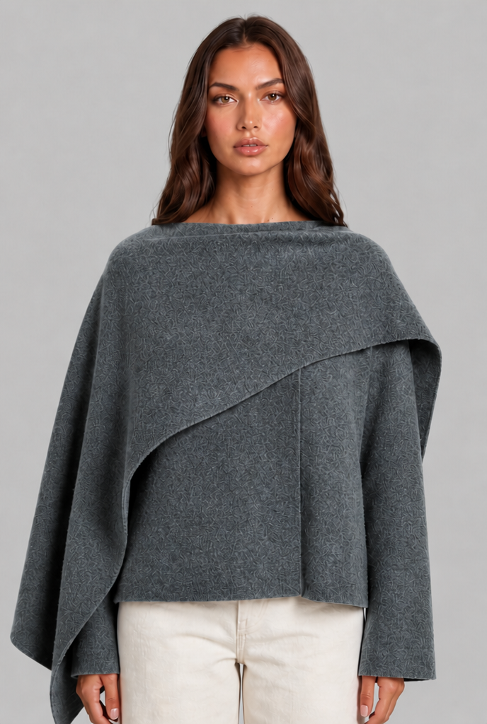 Draped Wool Cape Jacket Audrey Calvero