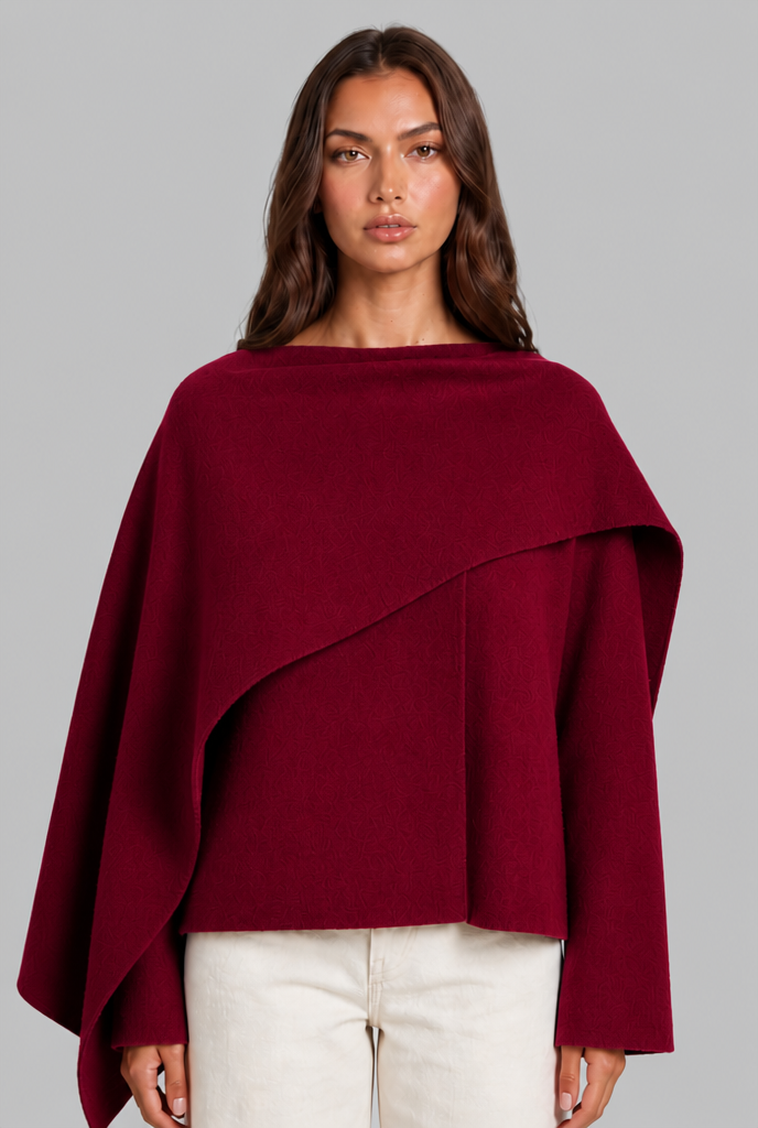 Draped Wool Cape Jacket Audrey Calvero