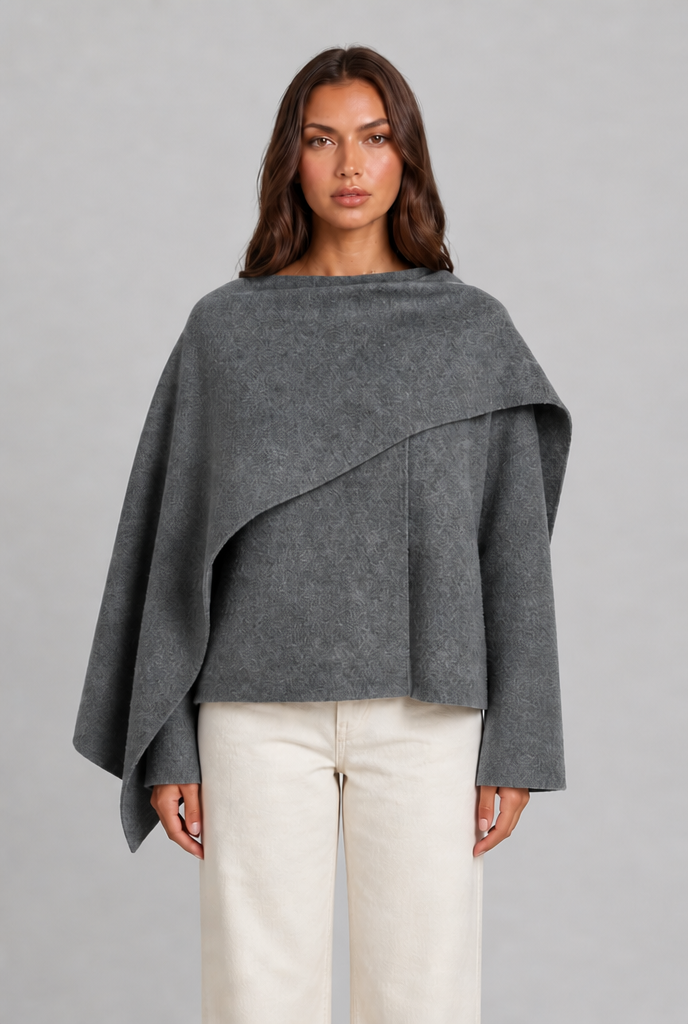 Draped Wool Cape Jacket Audrey Calvero