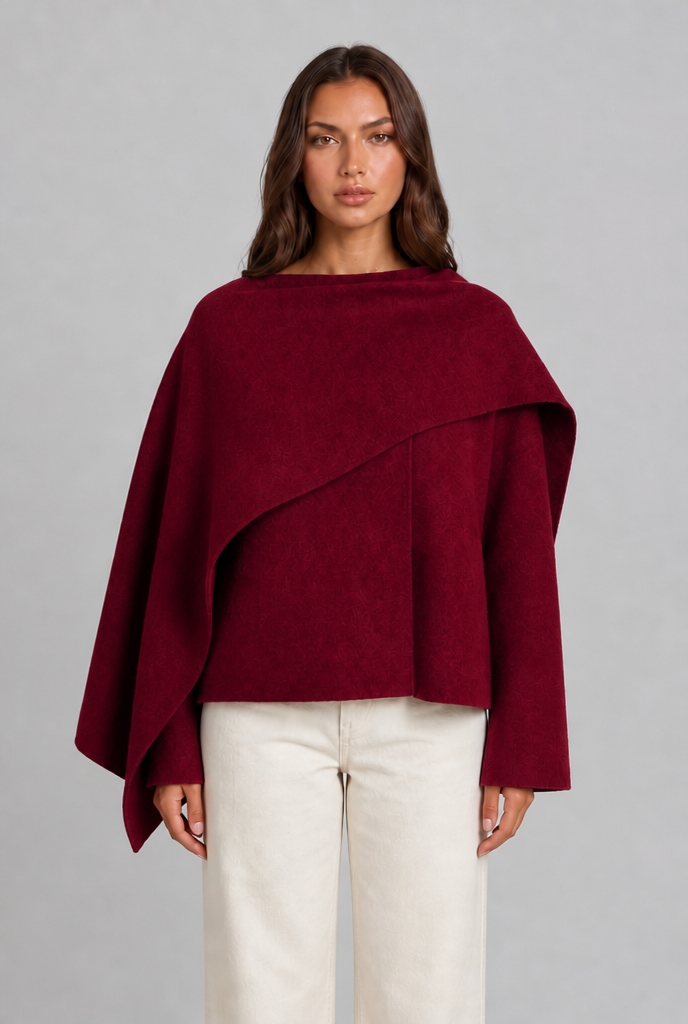 Draped Wool Cape Jacket Audrey Calvero