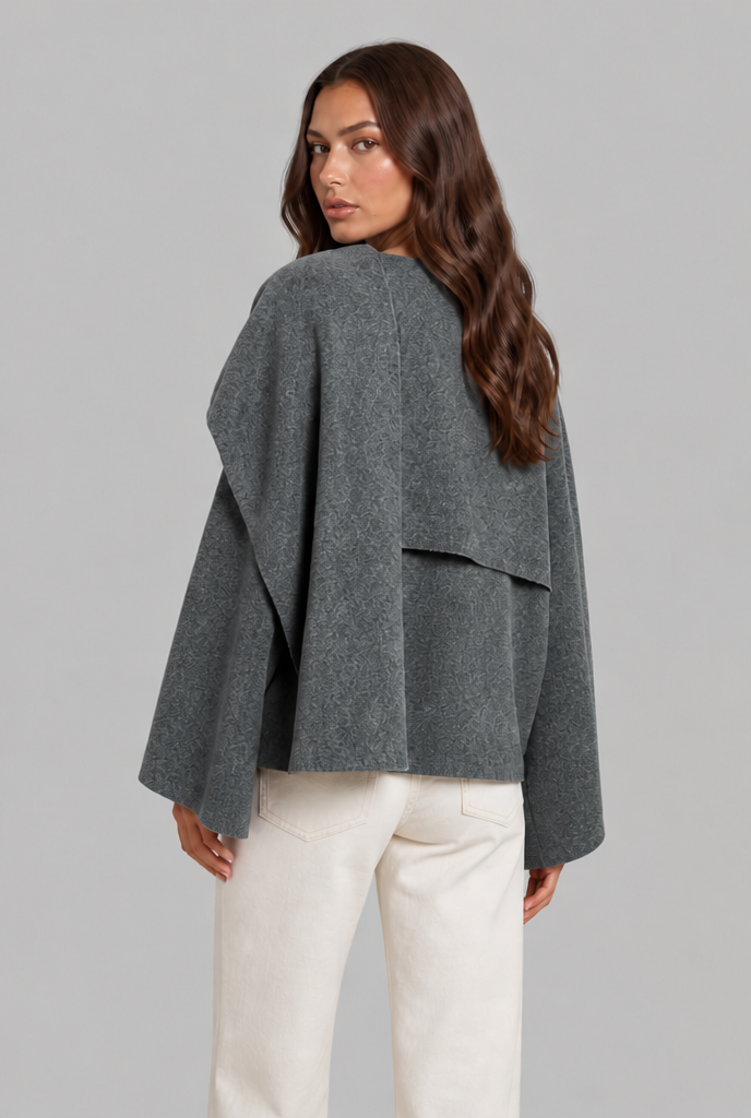 Draped Wool Cape Jacket Audrey Calvero