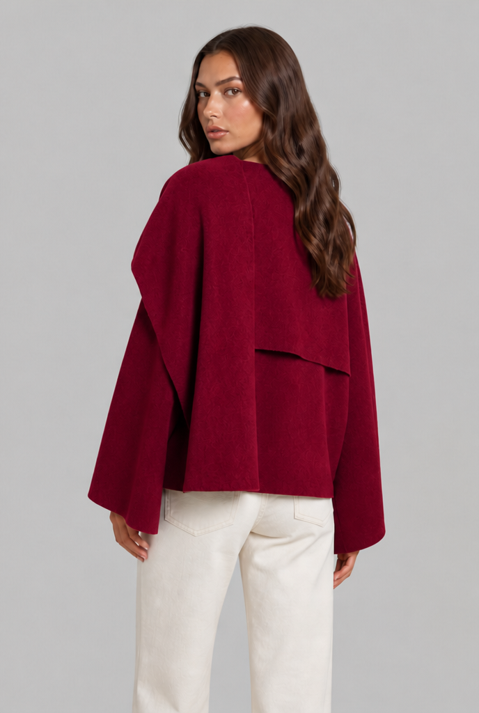 Draped Wool Cape Jacket Audrey Calvero
