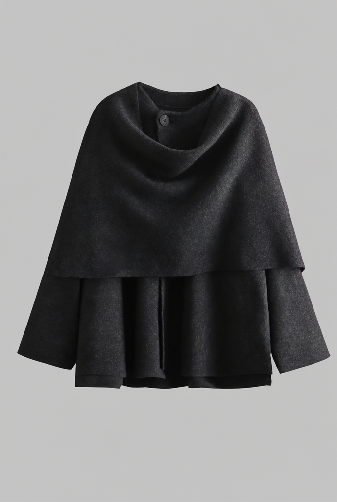 Draped Wool Cape Jacket Audrey Calvero