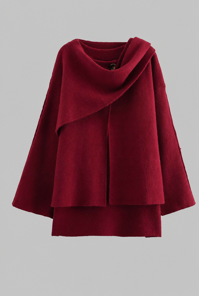 Draped Wool Cape Jacket Audrey Calvero