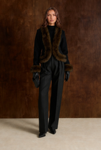 Faux Fur Trim Jacket Audrey Calvero