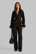 Faux Fur Trim Jacket Audrey Calvero