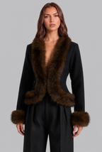 Faux Fur Trim Jacket Audrey Calvero