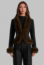 Faux Fur Trim Jacket Audrey Calvero