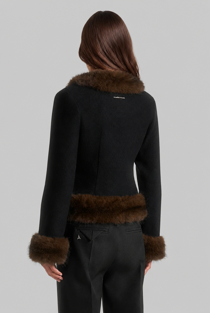 Faux Fur Trim Jacket Audrey Calvero
