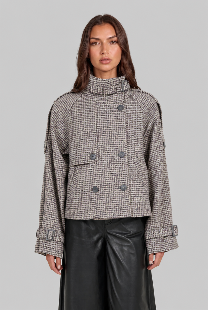 Cropped Jacket with Buckle Detail Audrey Calvero