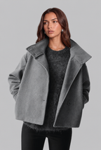 Cropped Wool Jacket with Funnel Neck Collar Audrey Calvero