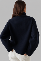 Cropped Wool Jacket with Funnel Neck Collar Audrey Calvero