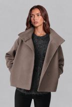 Cropped Wool Jacket with Funnel Neck Collar Audrey Calvero