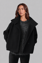 Cropped Wool Jacket with Funnel Neck Collar Audrey Calvero