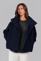 Cropped Wool Jacket with Funnel Neck Collar Audrey Calvero