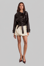 Cropped Leather Jacket with Belt Audrey Calvero