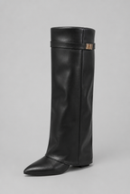 Knee-High Boots with Gold Buckle Audrey Calvero