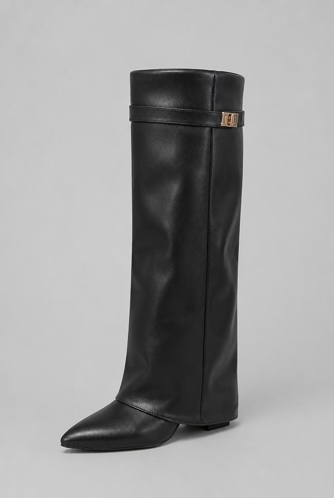 Knee-High Boots with Gold Buckle Audrey Calvero