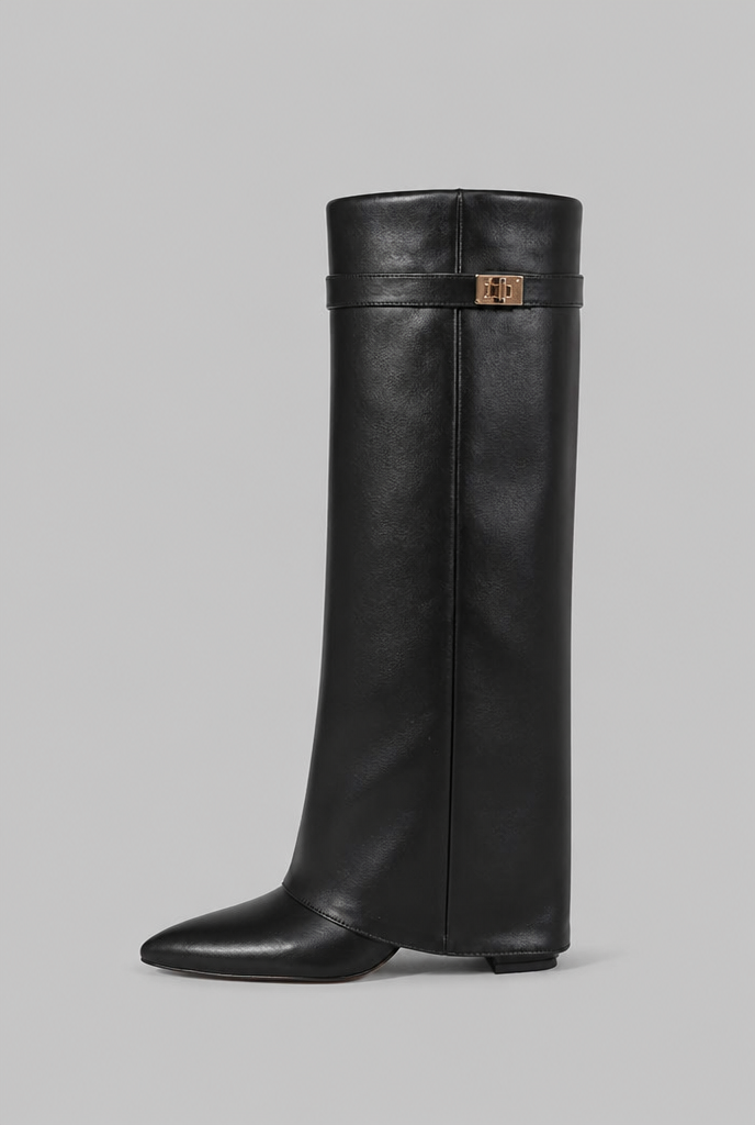 Knee-High Boots with Gold Buckle Audrey Calvero