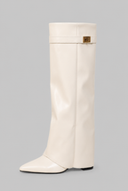 Knee-High Boots with Gold Buckle Audrey Calvero