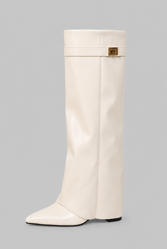 Knee-High Boots with Gold Buckle Audrey Calvero