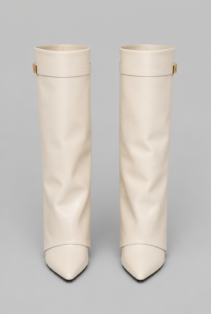 Knee-High Boots with Gold Buckle Audrey Calvero