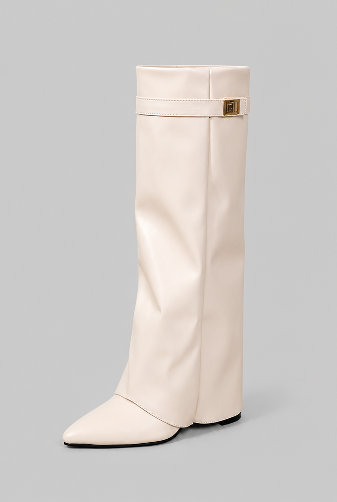 Knee-High Boots with Gold Buckle Audrey Calvero