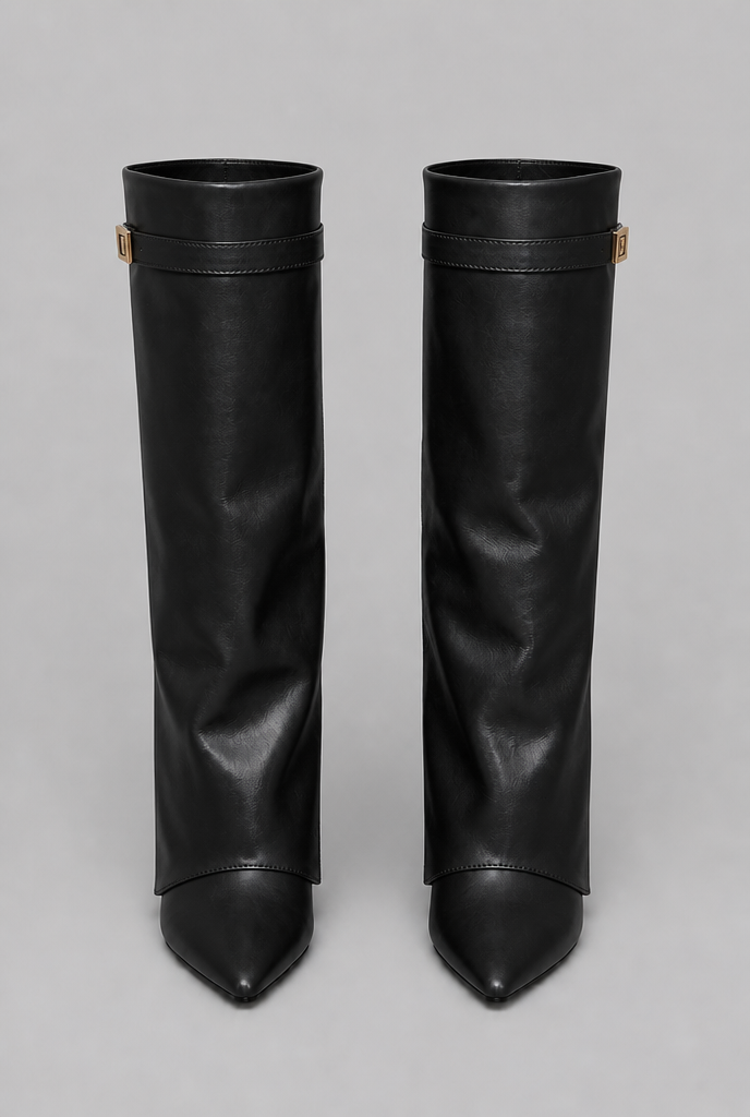 Knee-High Boots with Gold Buckle Audrey Calvero