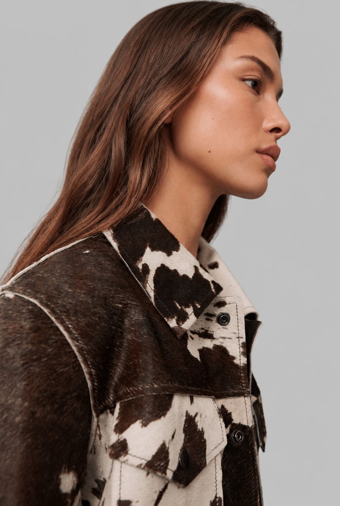 Cow Print Denim Jacket Audrey Calvero