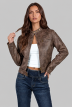 Cropped Leather Jacket Audrey Calvero