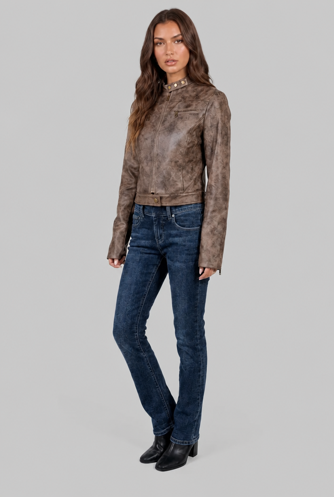 Cropped Leather Jacket Audrey Calvero
