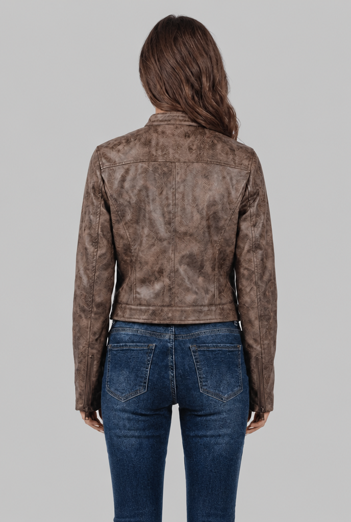 Cropped Leather Jacket Audrey Calvero