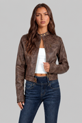 Cropped Leather Jacket Audrey Calvero