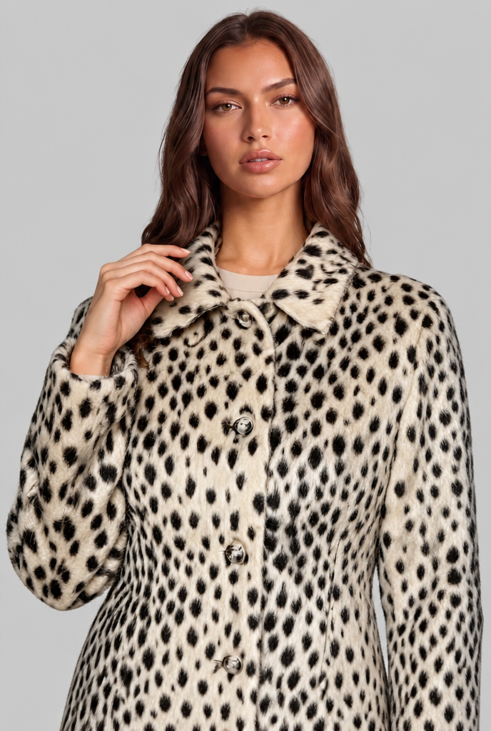 Leopard Print Faux Fur Jacket Audrey Calvero