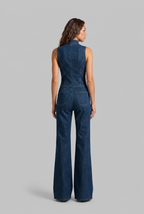 Zip Front Denim Jumpsuit Audrey Calvero