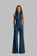 Zip Front Denim Jumpsuit Audrey Calvero