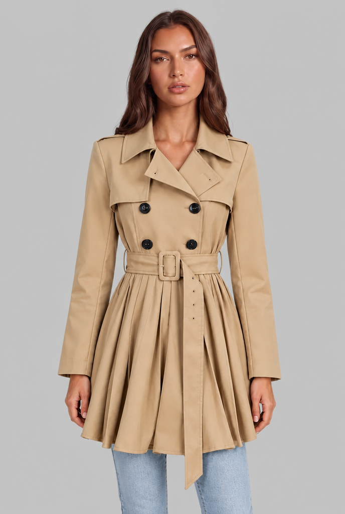 Belted Short Trench Coat Audrey Calvero