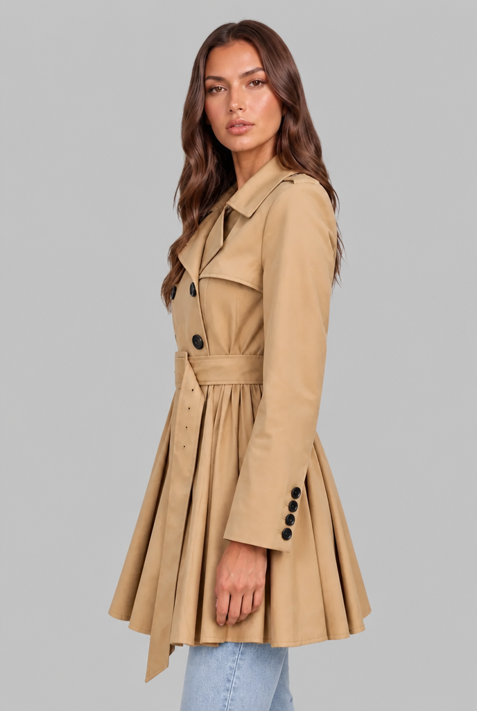 Belted Short Trench Coat Audrey Calvero