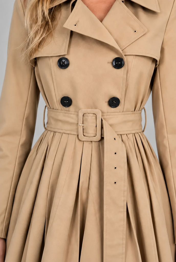 Belted Short Trench Coat Audrey Calvero