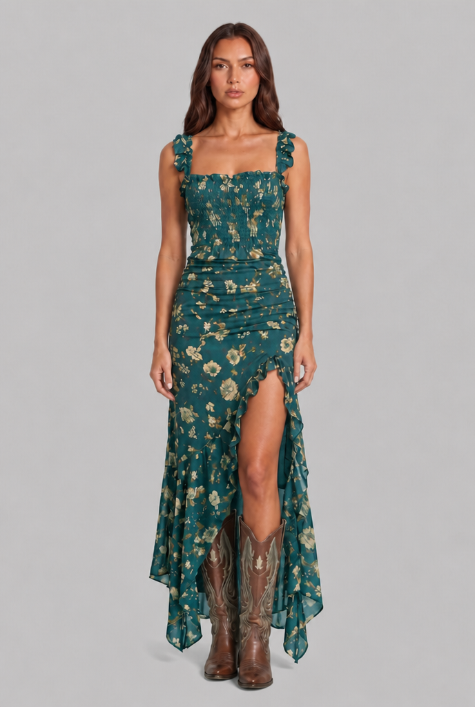 Floral Boho Retro Maxi Dress Audrey Calvero