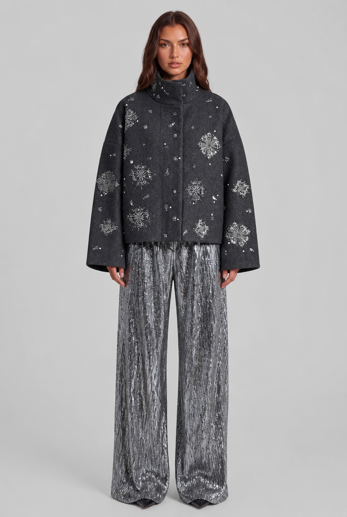 Cropped Jacket with Sequin Detail Audrey Calvero