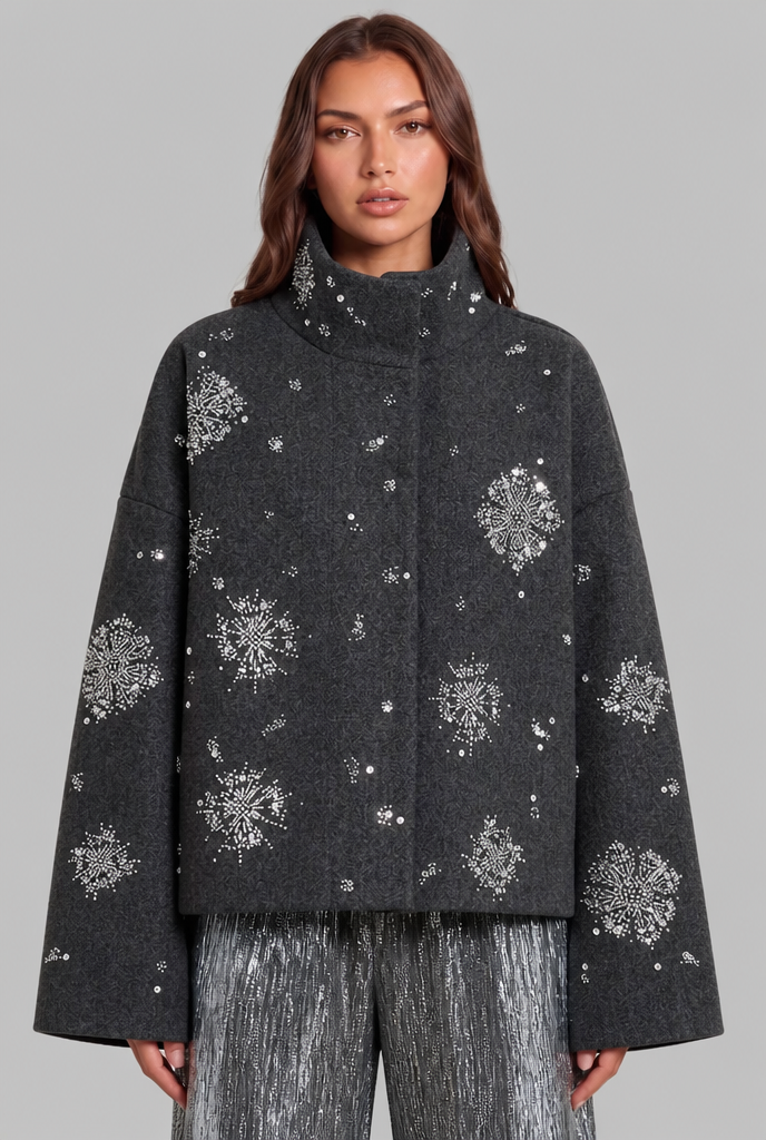 Cropped Jacket with Sequin Detail Audrey Calvero